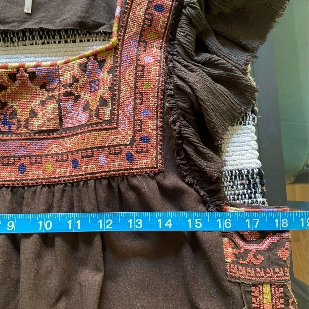 Free People Brown Embroidered Day Glow Mini Dress Small - Picture 13 of 16